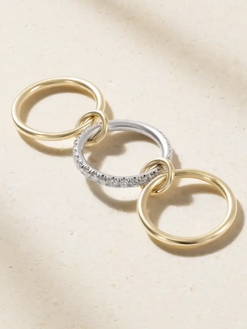 Spinelli Kilcollin Eros Set Of Three 18-karat White And Yellow Gold Diamond Rings | Thumbnail 3 Spinelli Kilcollin Eros Set Of Three 18-karat White And Yellow Gold Diamond Rings | Thumbnail 3