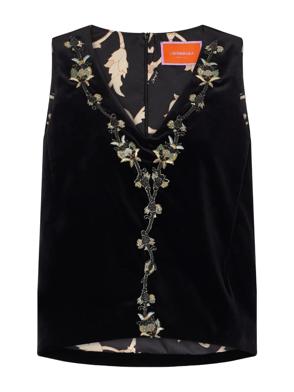 La Scala Bead-embellished Embroidered Cotton-velvet Top La Scala Bead-embellished Embroidered Cotton-velvet Top