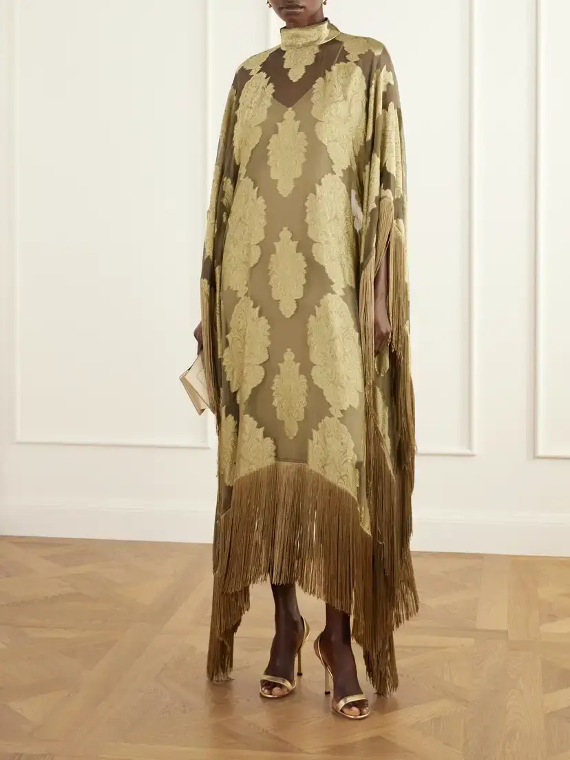 Taller Marmo Mrs Ross Epoque Fringe-trimmed Silk Fil Coupé Gown | Thumbnail 2