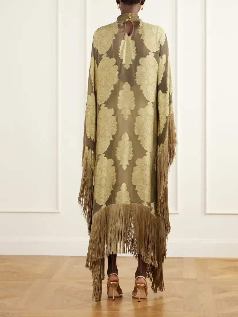 Taller Marmo Mrs Ross Epoque Fringe-trimmed Silk Fil Coupé Gown | Thumbnail 3