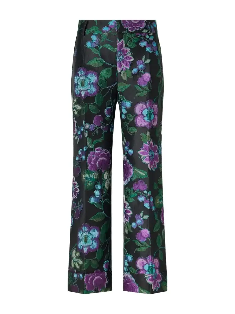 Hendrix Floral-jacquard Straight-leg Pants