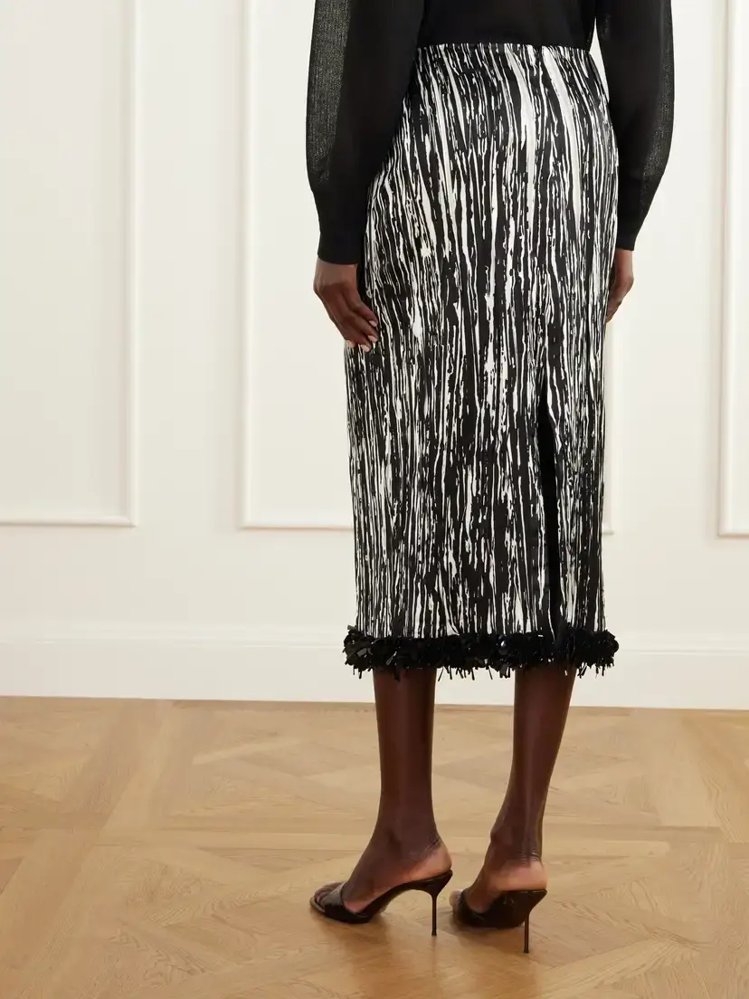 Brandon Maxwell The Sinclair Sequin-embellished Printed Pleated Satin Midi Skirt | Thumbnail 4 Brandon Maxwell The Sinclair Sequin-embellished Printed Pleated Satin Midi Skirt | Thumbnail 4