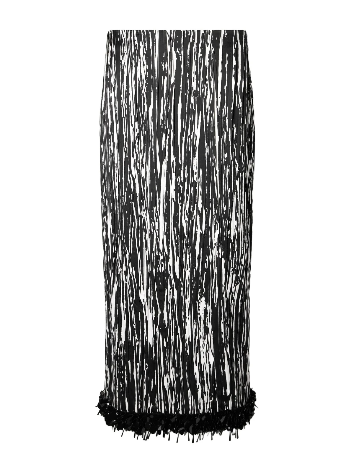 Brandon Maxwell The Sinclair Sequin-embellished Printed Pleated Satin Midi Skirt