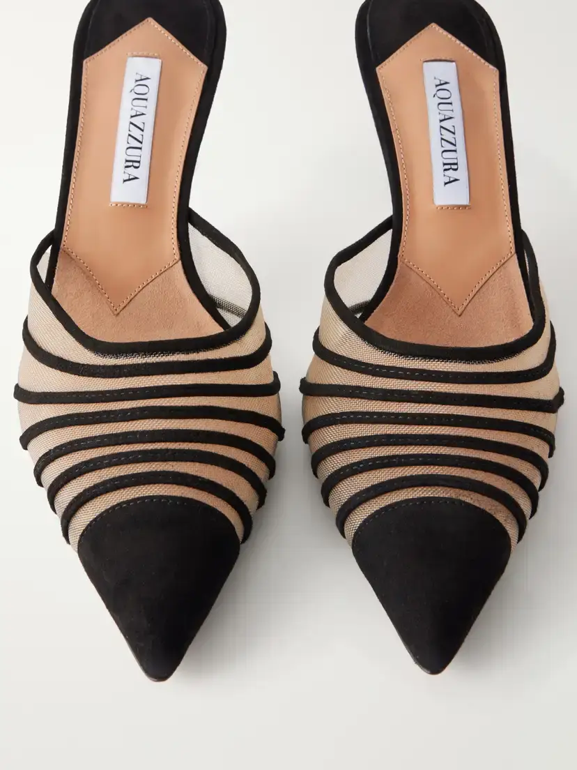 Aquazzura Dream Girl 65 Suede-trimmed Mesh Mules | Thumbnail 5 Aquazzura Dream Girl 65 Suede-trimmed Mesh Mules | Thumbnail 5