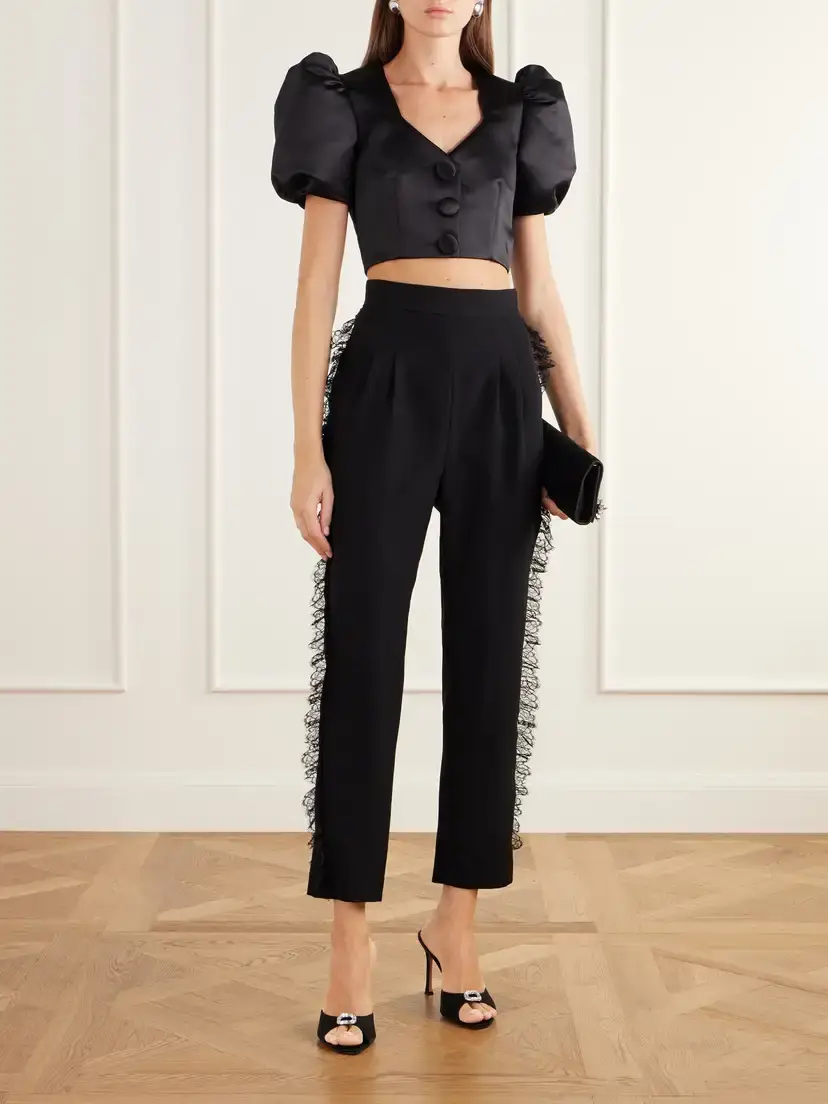 Rodarte Cropped Gathered Satin Blouse | Thumbnail 2 Rodarte Cropped Gathered Satin Blouse | Thumbnail 2