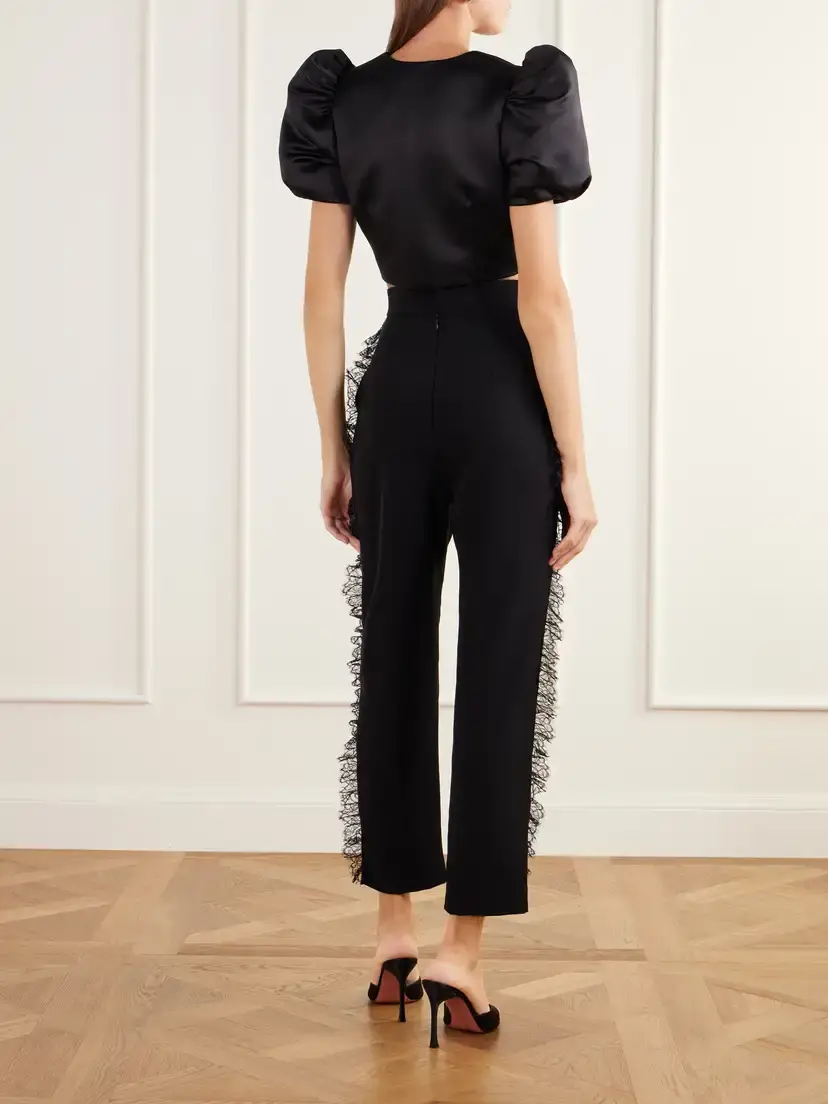 Rodarte Cropped Gathered Satin Blouse | Thumbnail 3 Rodarte Cropped Gathered Satin Blouse | Thumbnail 3