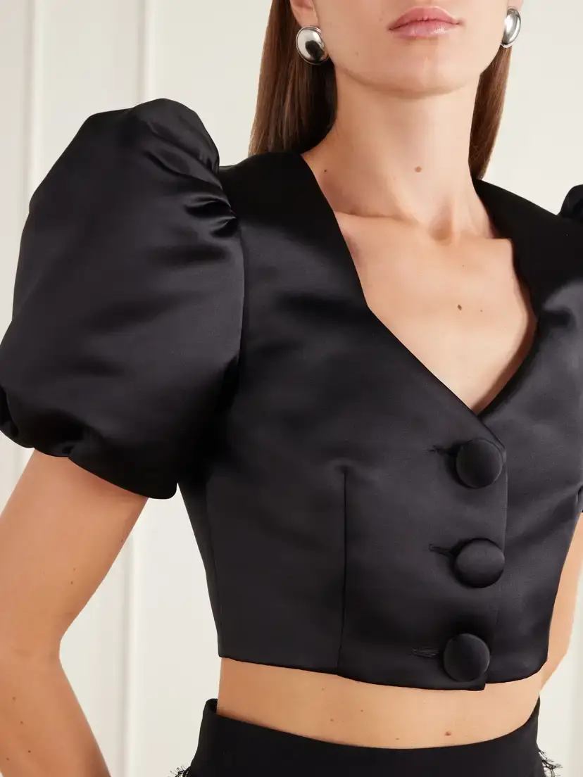 Rodarte Cropped Gathered Satin Blouse | Thumbnail 4 Rodarte Cropped Gathered Satin Blouse | Thumbnail 4