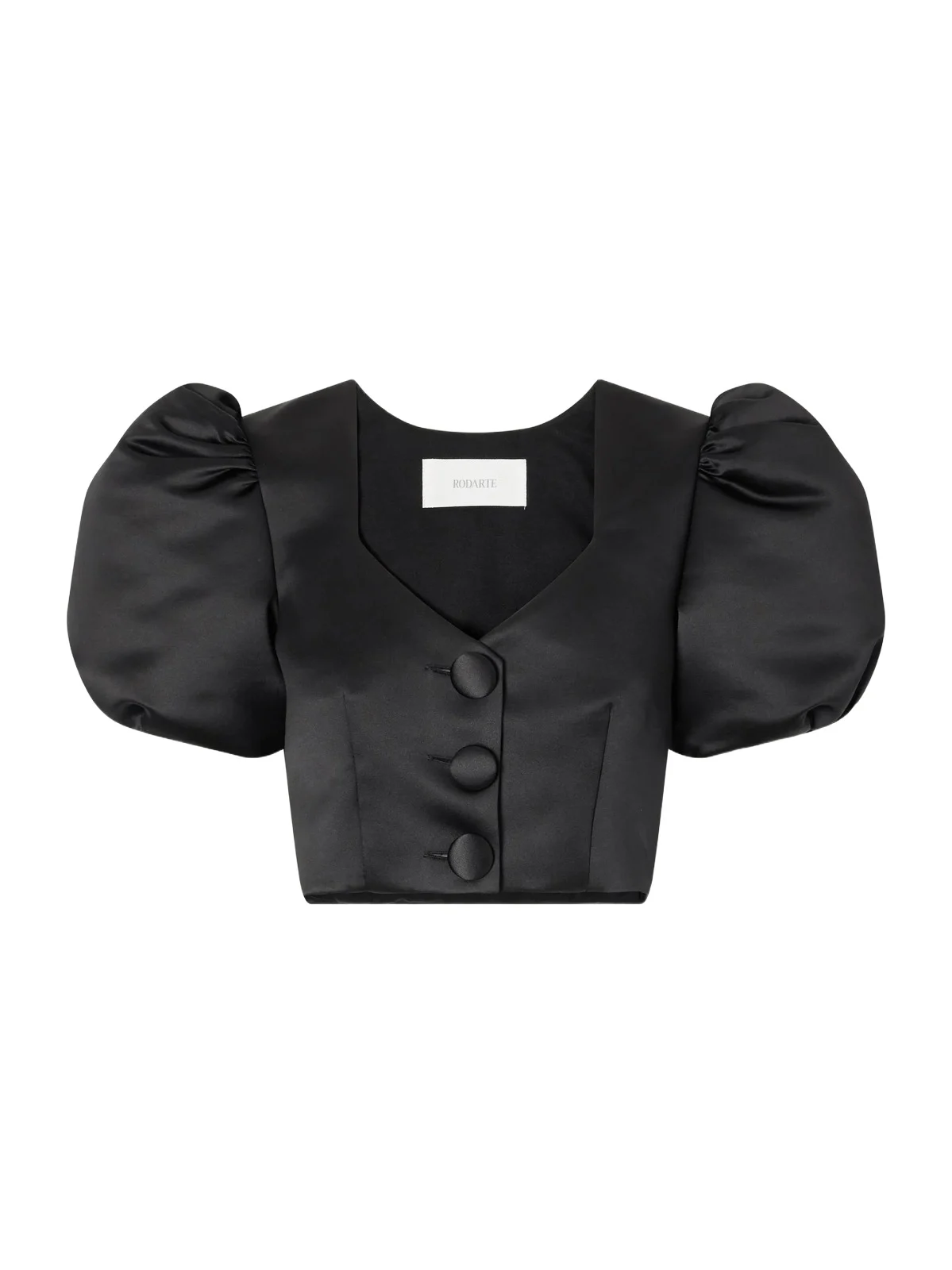Rodarte Cropped Gathered Satin Blouse