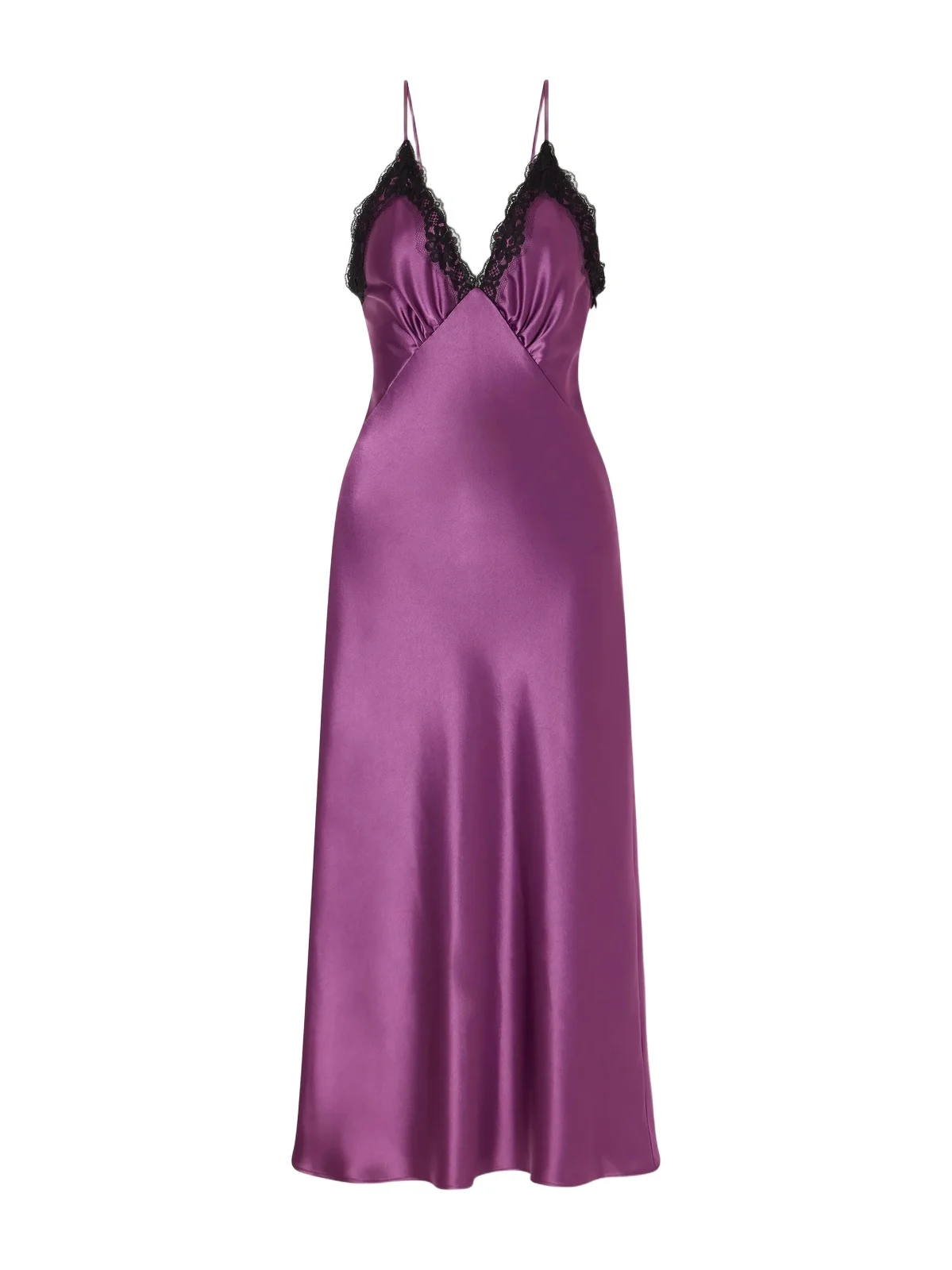 Lace-trimmed Gathered Satin Midi Dress Lace-trimmed Gathered Satin Midi Dress