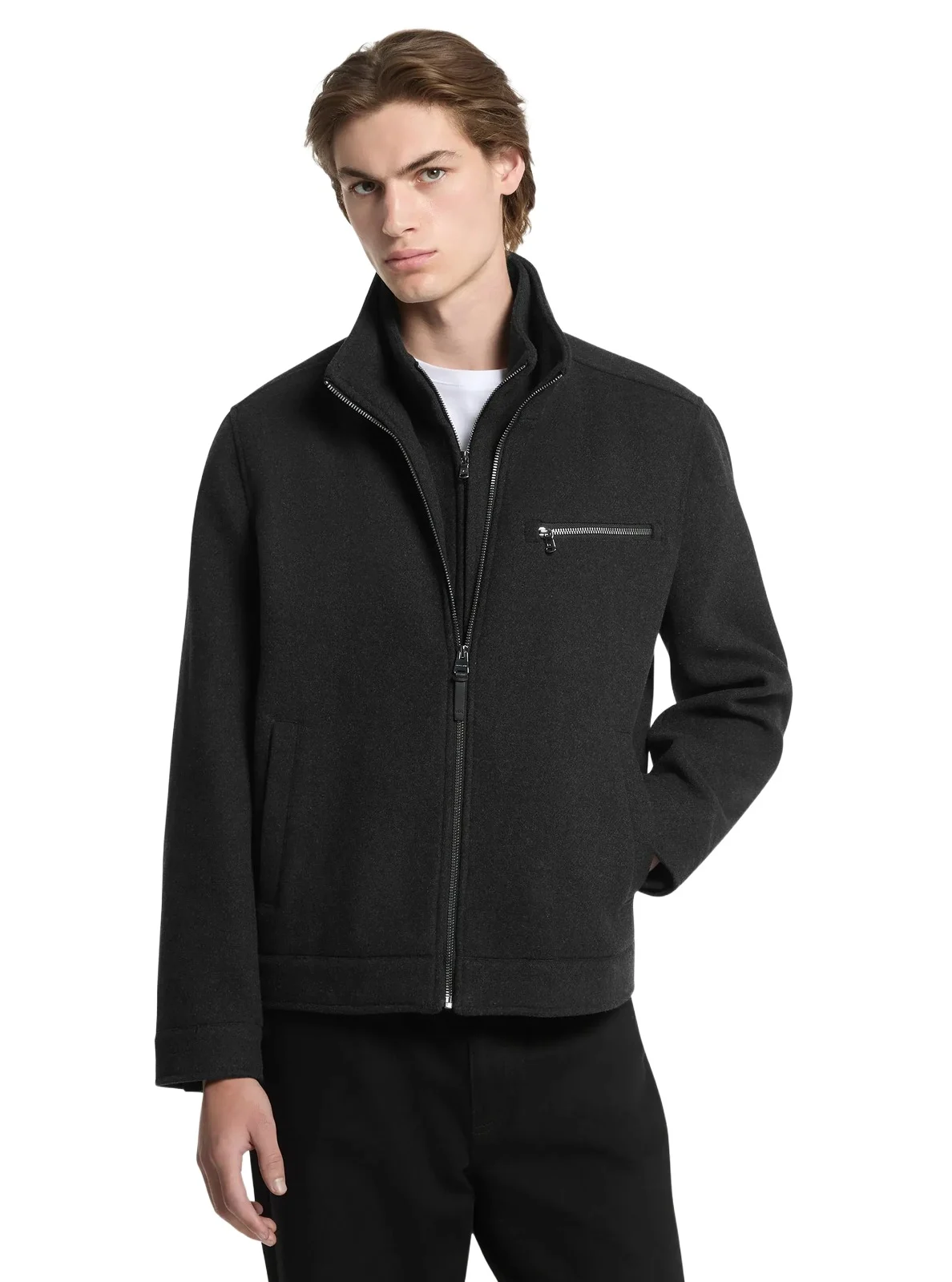 Michael Kors Collection Cordero Layered Knit Jacket in Black
