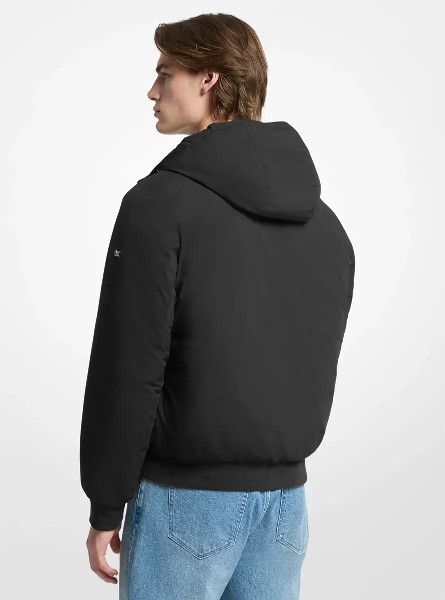 Michael Kors Collection Brunson Nylon Hooded Bomber Jacket in Black | Thumbnail 2 Michael Kors Collection Brunson Nylon Hooded Bomber Jacket in Black | Thumbnail 2
