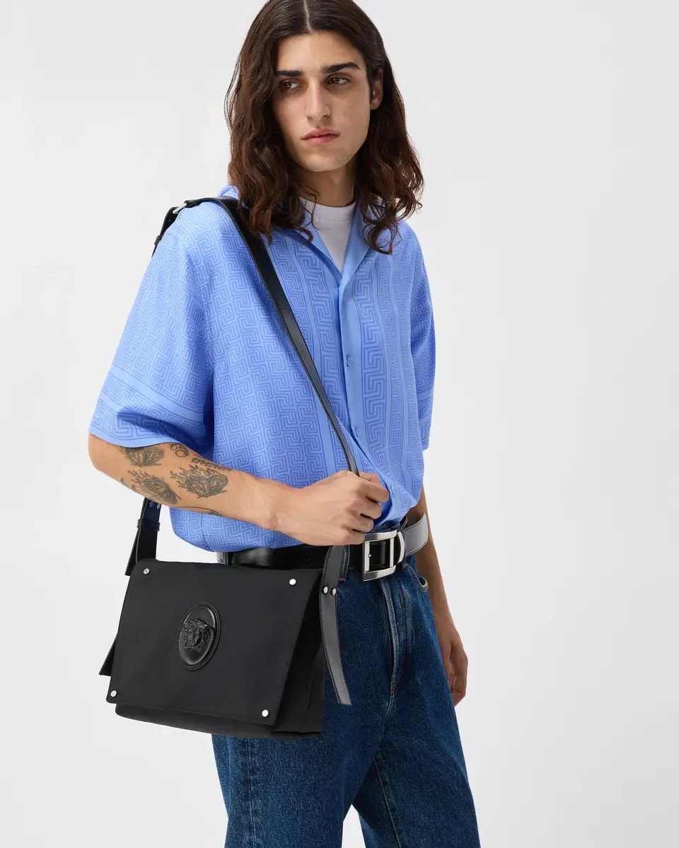Versace Lou Small Nylon Messenger Bag | Thumbnail 2 Versace Lou Small Nylon Messenger Bag | Thumbnail 2