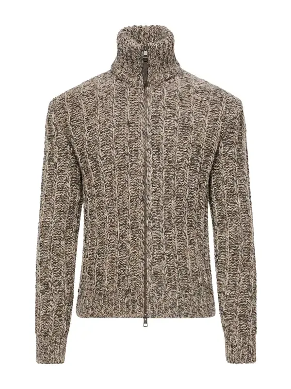 Moncler Wool Blend Bouclé Zip-up Cardigan