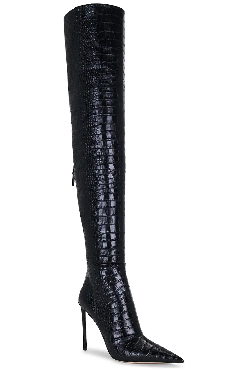 Tom Ford Shiny Stamped Croc Thigh High Boot | Thumbnail 2