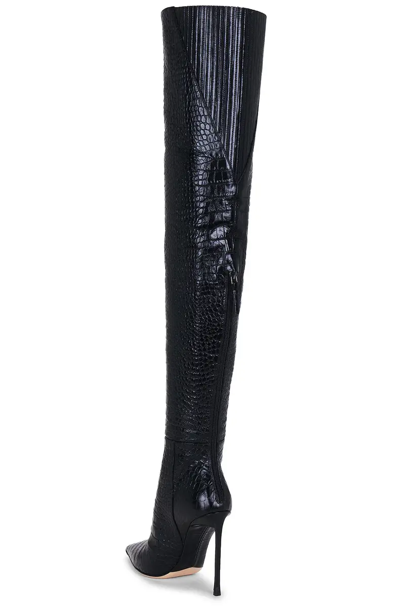 Tom Ford Shiny Stamped Croc Thigh High Boot | Thumbnail 3