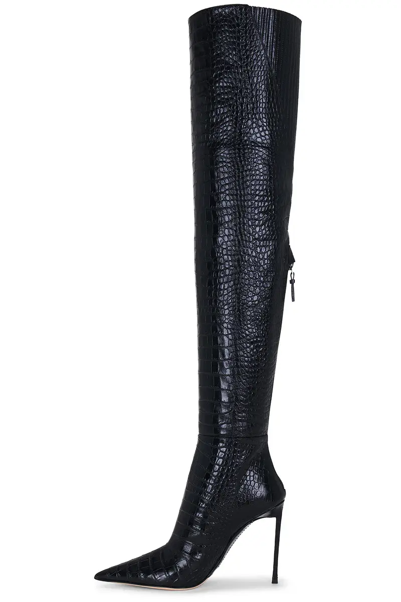 Tom Ford Shiny Stamped Croc Thigh High Boot | Thumbnail 5