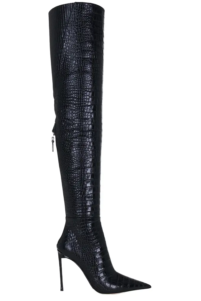 Tom Ford Shiny Stamped Croc Thigh High Boot