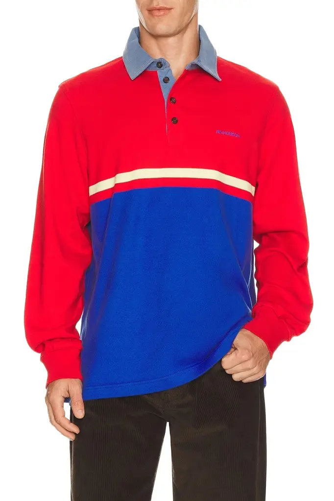 JW Anderson Contrast Collar Long Sleeve Polo