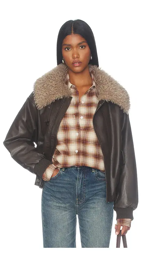 Cubic London Faux Shearling Collar Leather Jacket | Thumbnail 2 Cubic London Faux Shearling Collar Leather Jacket | Thumbnail 2