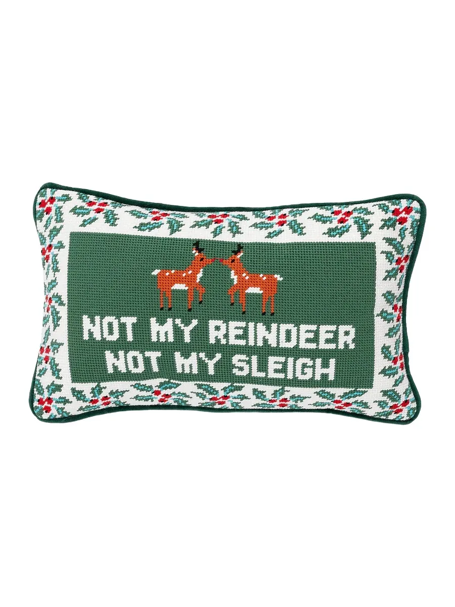 Furbish Studio Not My Reindeer Needlepoint Pillow