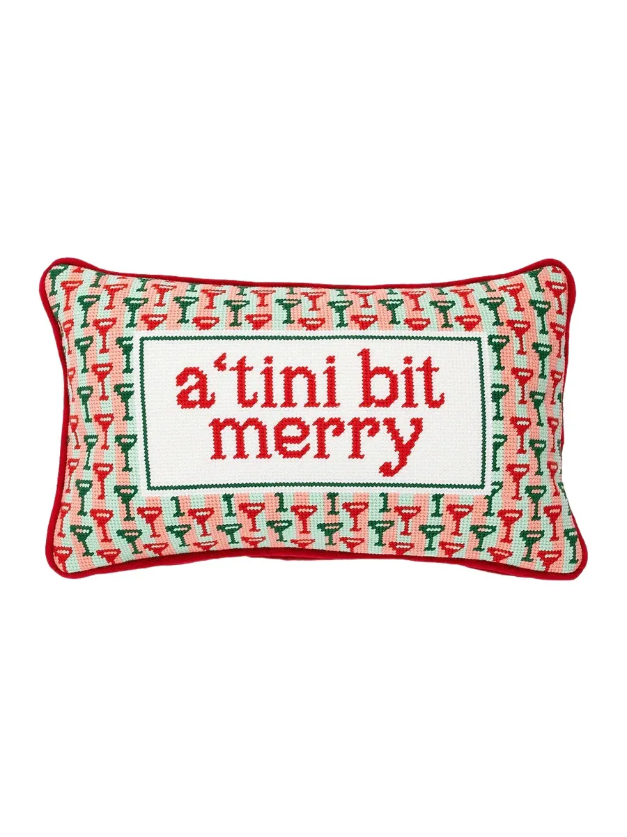 Furbish Studio A Tini Bit Merry Needlepoint Pillow