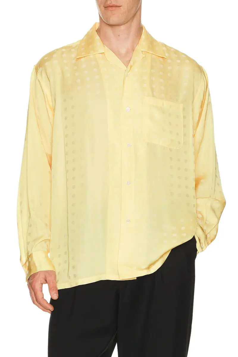 Beams Plus Open Collar Cupro Dot Pattern