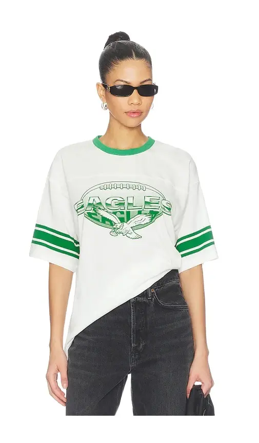 Junk Food Eagles Oversized Stripe Ringer Tee