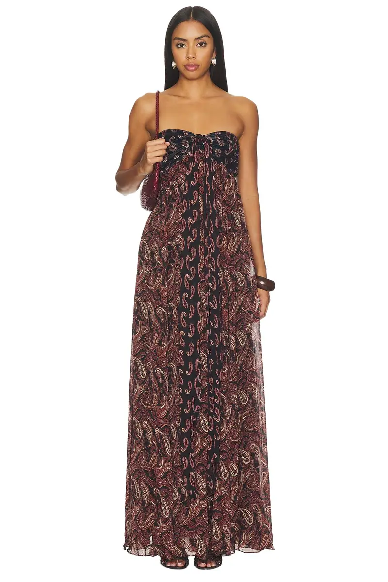 ROCOCO SAND Ruched Drape Maxi Dress