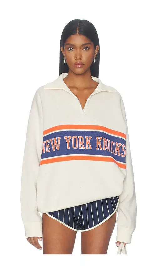 Terez New York Knicks Team Stripe Quarter Zip Sweater | Thumbnail 2