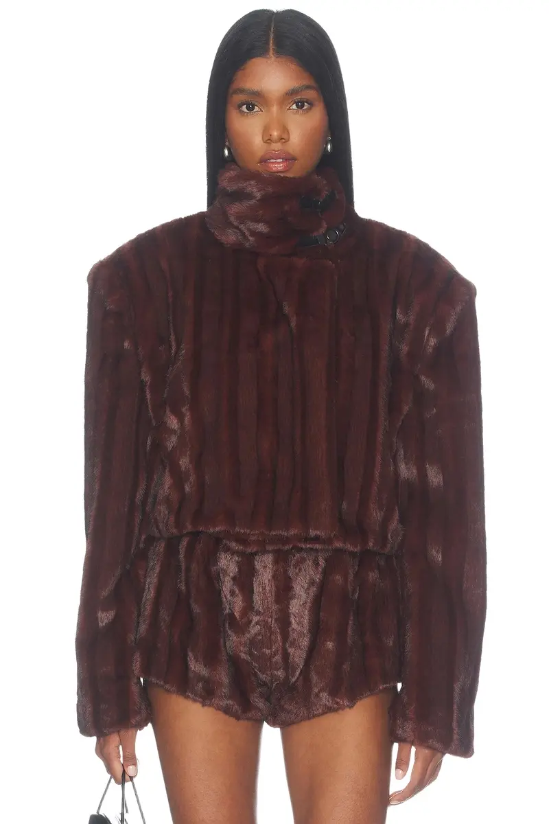 Bronx and Banco Faux Mink Long Sleeve Jacket