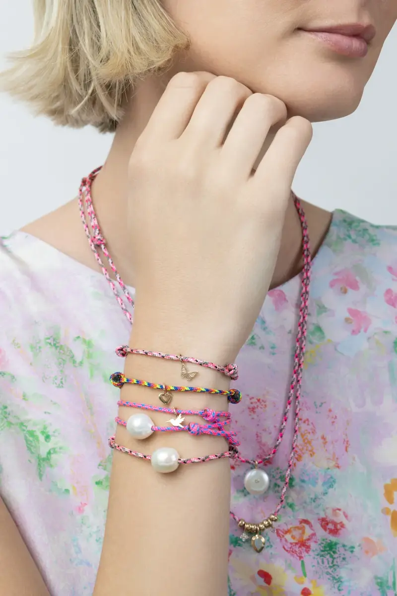 Zoë Chicco Butterfly Pink Cord Charm Bracelet | Thumbnail 2