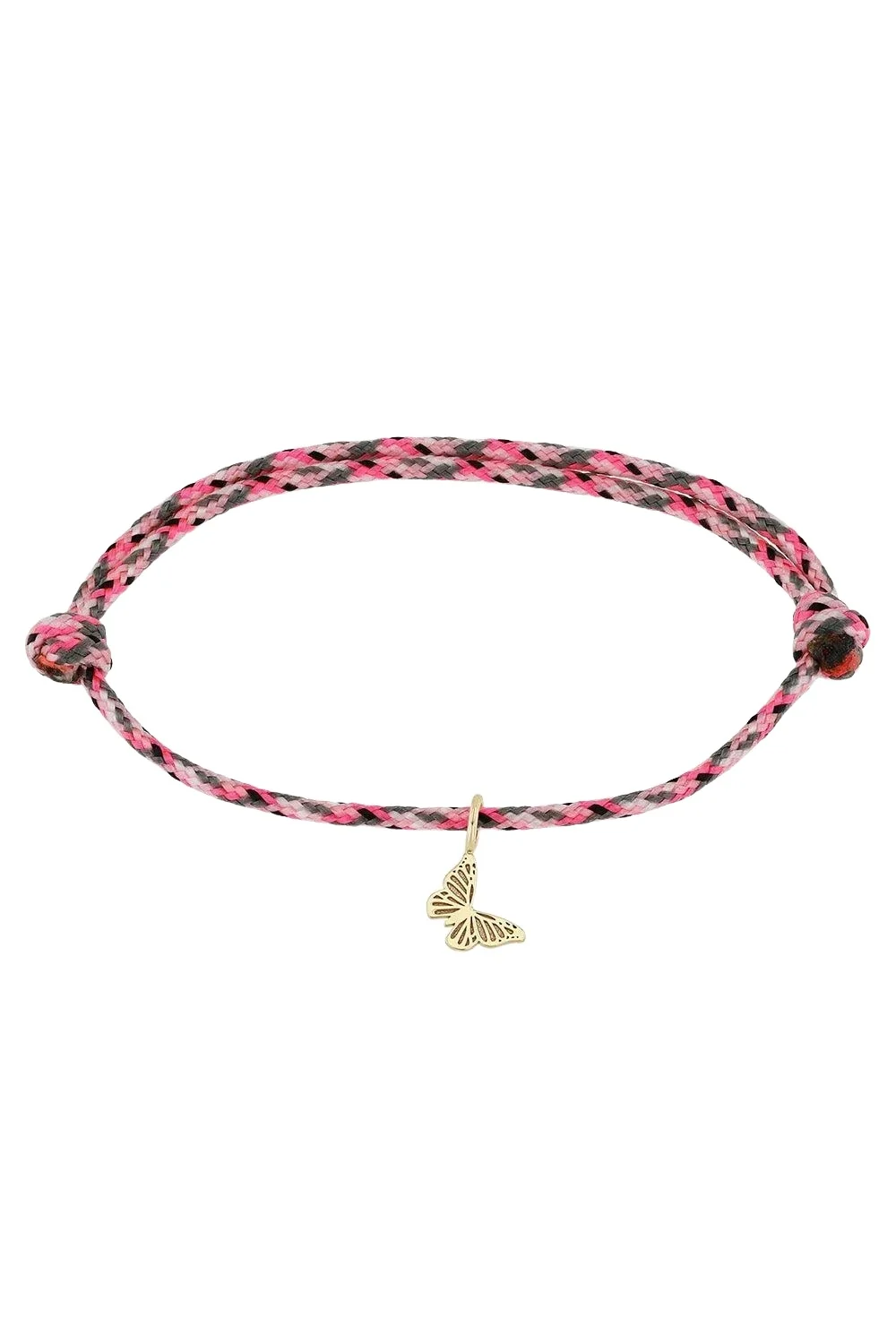 Zoë Chicco Butterfly Pink Cord Charm Bracelet