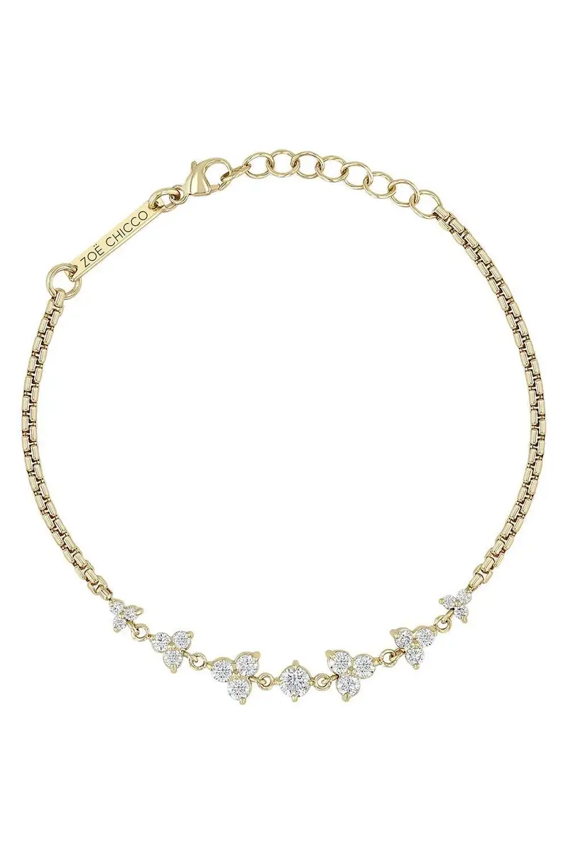 Zoë Chicco Diamond Graduated Box Chain Trios Bracelet | Thumbnail 3 Zoë Chicco Diamond Graduated Box Chain Trios Bracelet | Thumbnail 3