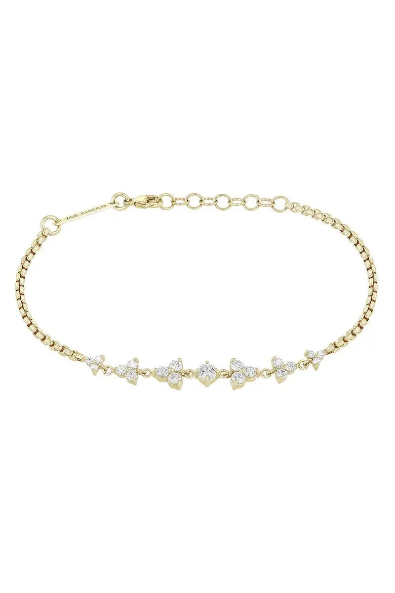 Diamond Graduated Box Chain Trios Bracelet Diamond Graduated Box Chain Trios Bracelet