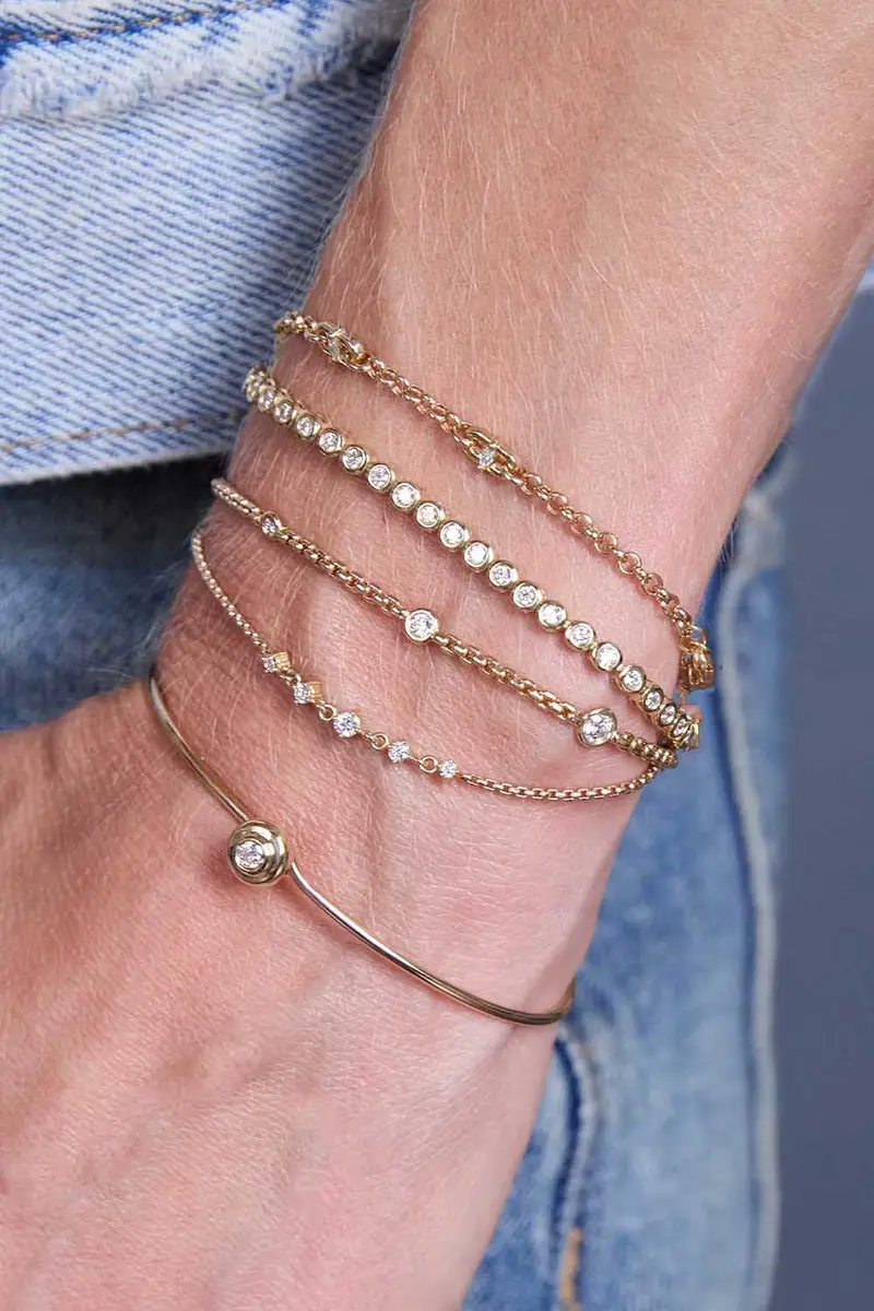 Zoë Chicco Diamond Graduating Floating Station Bracelet | Thumbnail 2 Zoë Chicco Diamond Graduating Floating Station Bracelet | Thumbnail 2