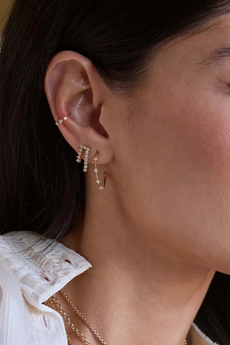 Zoë Chicco Diamond Hoop Earrings | Thumbnail 2 Zoë Chicco Diamond Hoop Earrings | Thumbnail 2