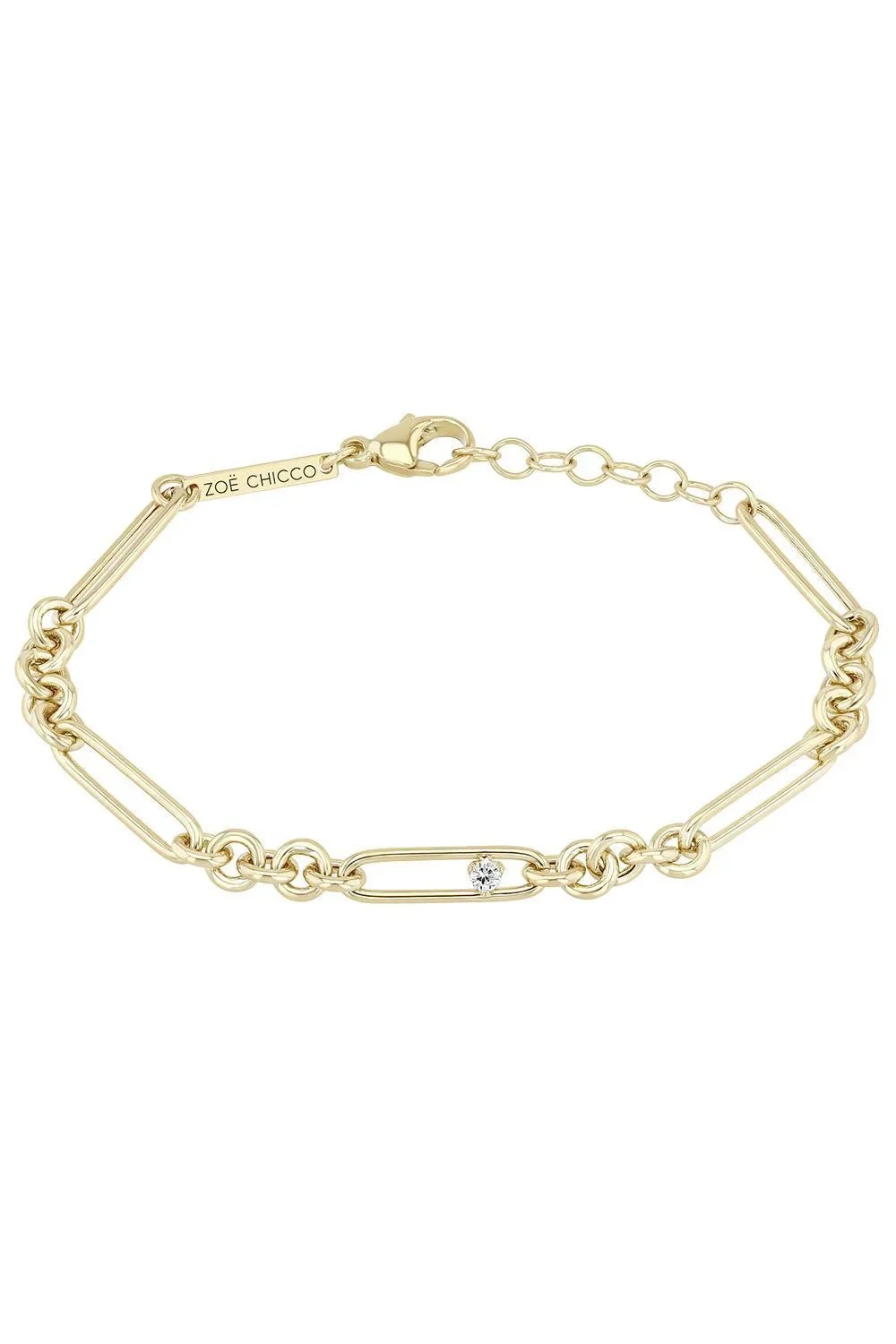Diamond Mixed Paperclip Rolo Bracelet Diamond Mixed Paperclip Rolo Bracelet