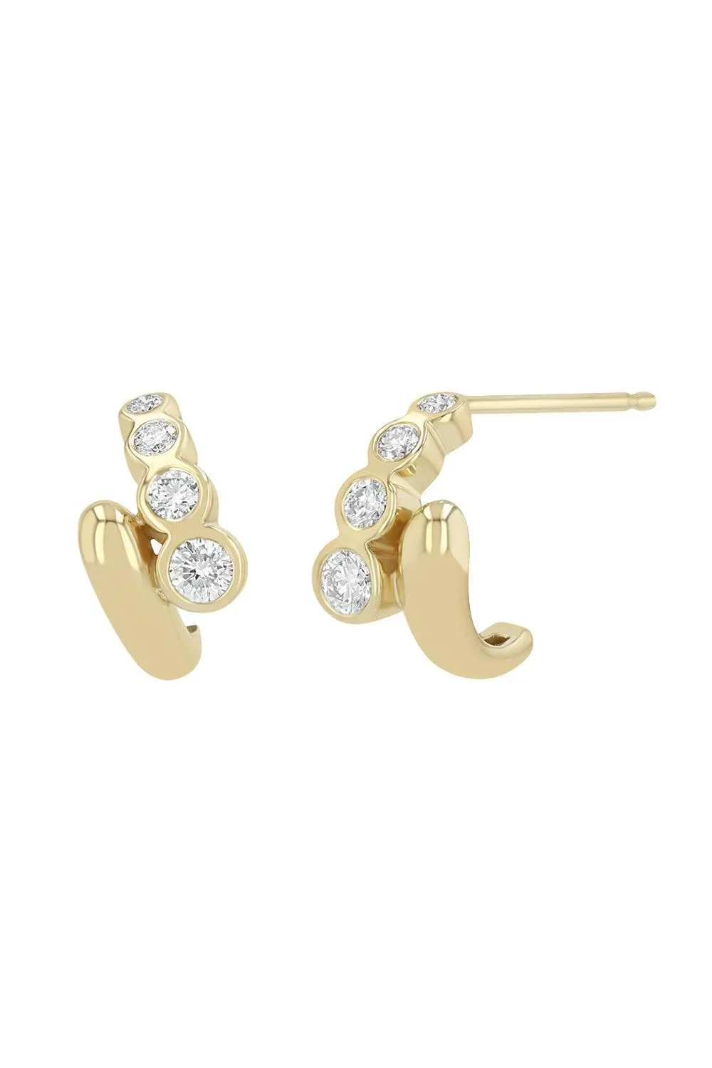 Diamond Overalap Huggie Hoop Earrings Diamond Overalap Huggie Hoop Earrings