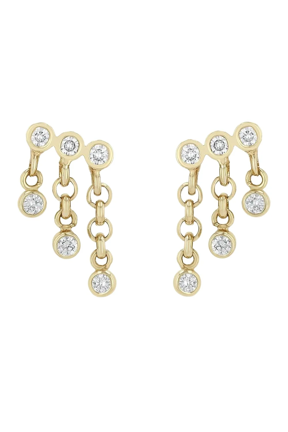 Diamond Rolo Chain Waterfall Earrings Diamond Rolo Chain Waterfall Earrings
