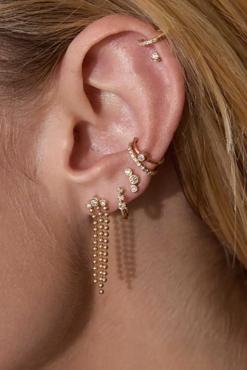 Zoë Chicco Diamond Triple Waterfall Long Chain Earrings | Thumbnail 2 Zoë Chicco Diamond Triple Waterfall Long Chain Earrings | Thumbnail 2
