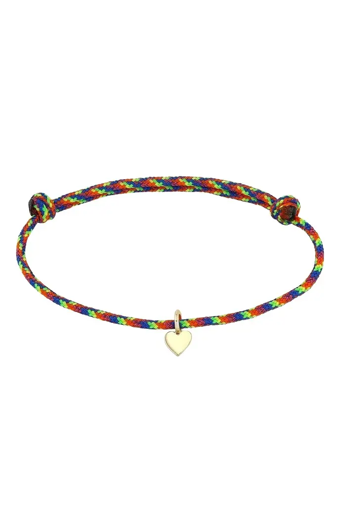 Heart Rainbow Cord Charm Bracelet Heart Rainbow Cord Charm Bracelet