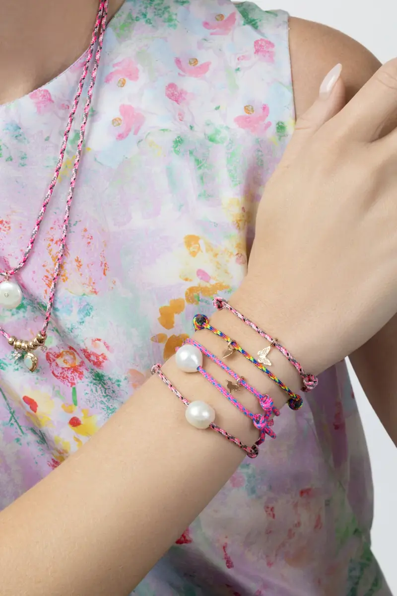 Zoë Chicco Hummingbird Pink Blue Cord Charm Bracelet | Thumbnail 4