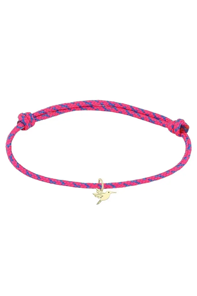 Hummingbird Pink Blue Cord Charm Bracelet Hummingbird Pink Blue Cord Charm Bracelet