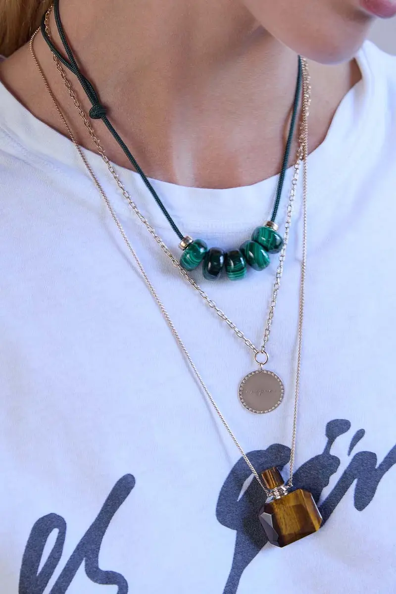 Zoë Chicco Malachite Beaded Dark Green Cord Necklace | Thumbnail 2 Zoë Chicco Malachite Beaded Dark Green Cord Necklace | Thumbnail 2