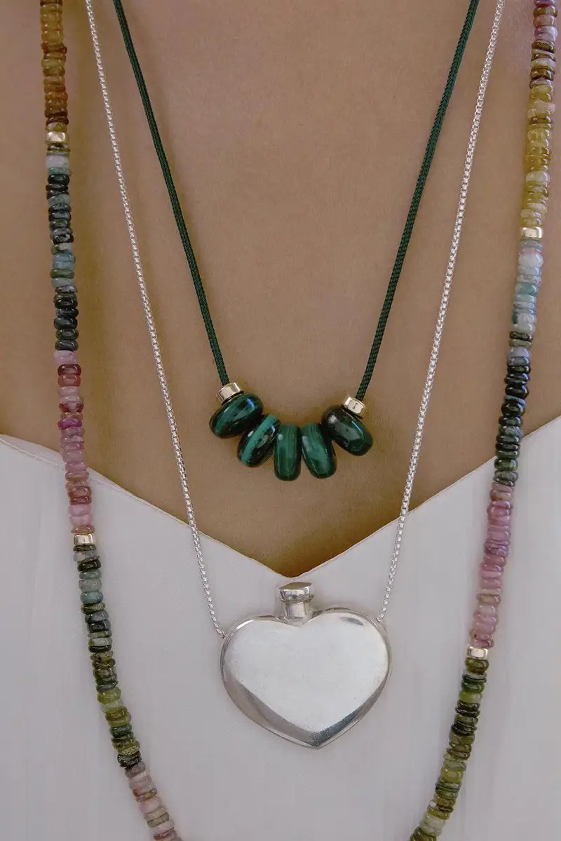 Zoë Chicco Malachite Beaded Dark Green Cord Necklace | Thumbnail 3 Zoë Chicco Malachite Beaded Dark Green Cord Necklace | Thumbnail 3