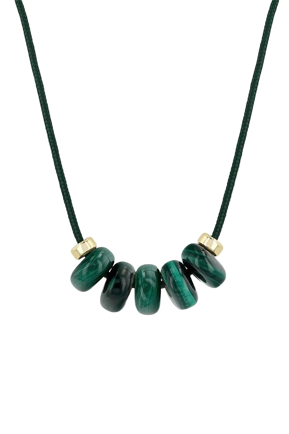 Zoë Chicco Malachite Beaded Dark Green Cord Necklace