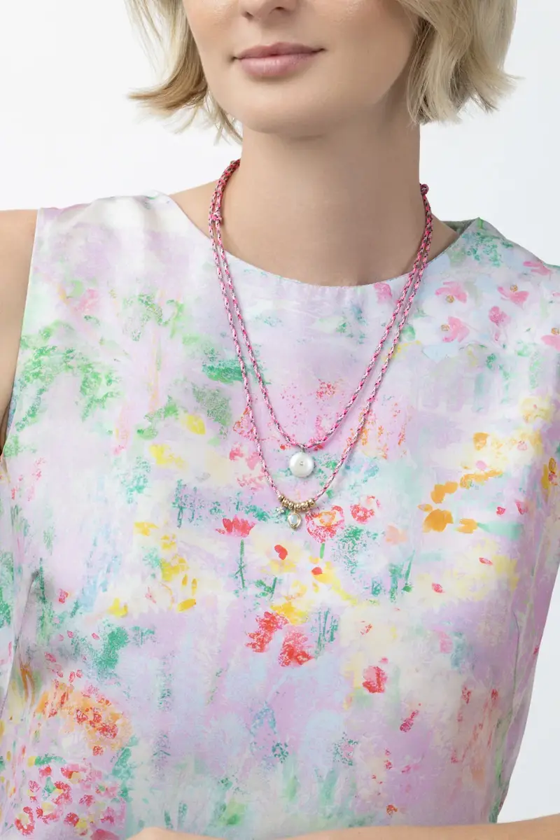 Zoë Chicco Opal Pink Sapphire Diamond Pink Cord Necklace | Thumbnail 2 Zoë Chicco Opal Pink Sapphire Diamond Pink Cord Necklace | Thumbnail 2