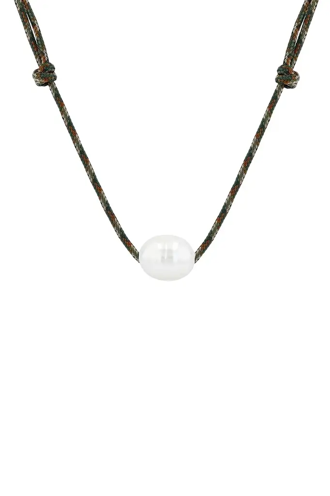 Pearl Camo Cord Necklace Pearl Camo Cord Necklace