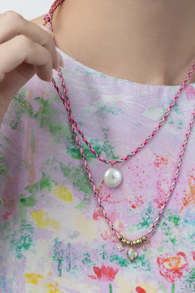 Zoë Chicco Pearl Diamond Cord Necklace | Thumbnail 3 Zoë Chicco Pearl Diamond Cord Necklace | Thumbnail 3