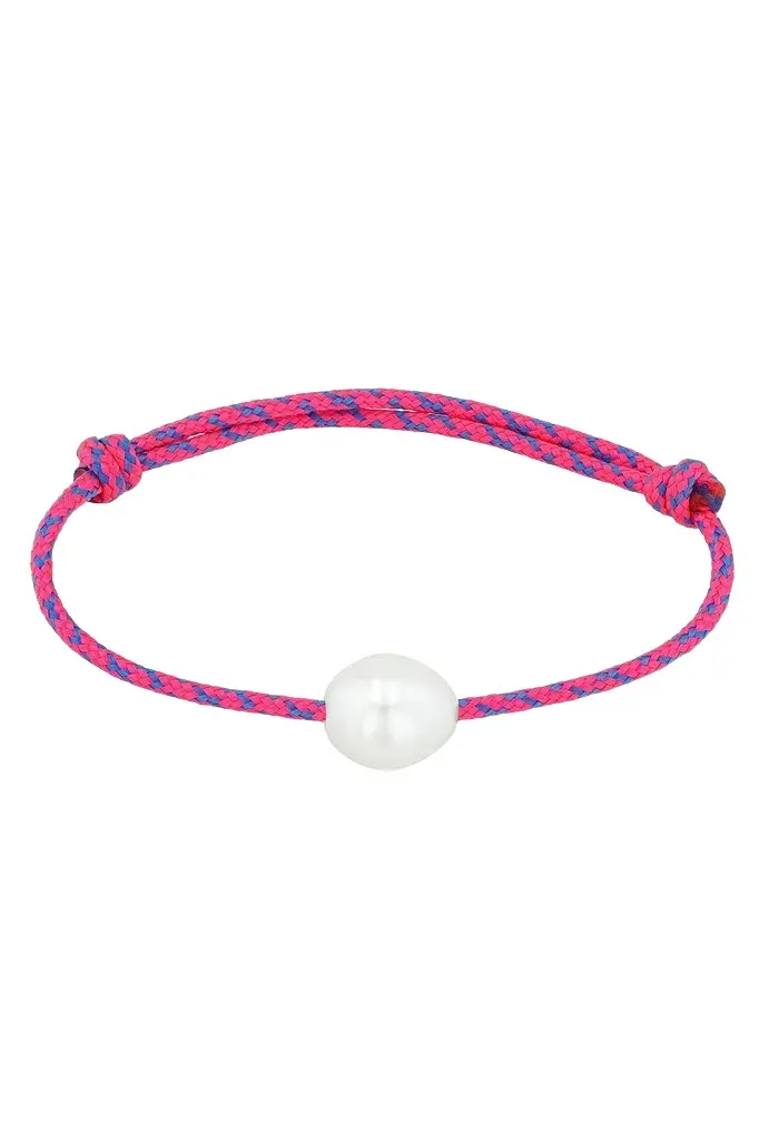 Pearl Pink Blue Cord Bracelet Pearl Pink Blue Cord Bracelet